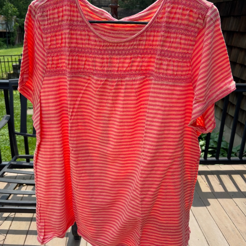 Talbots Plus Pink and orange striped blouse 2x